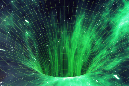 Abstract speed tunnel warp in space, wormhole or black hole, scene of overcoming the temporary space in cosmos, 3d renderingの写真素材