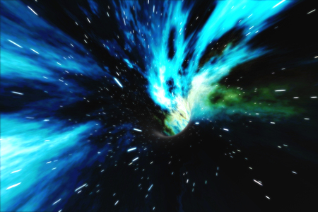 Abstract speed tunnel warp in space, wormhole or black hole, scene of overcoming the temporary space in cosmos, 3d renderingの写真素材
