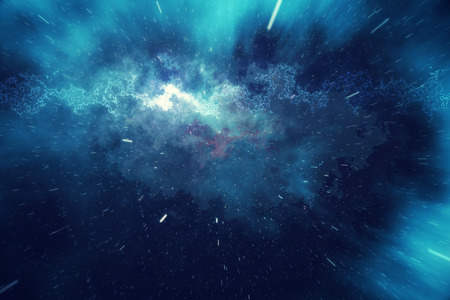 Starry outer space background texture with nebula. Colorful starry night sky outer space background, 3d renderingの写真素材