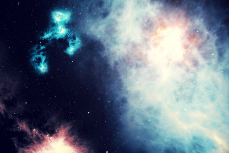 Starry outer space background texture with nebula. Colorful starry night sky outer space background, 3d renderingの写真素材