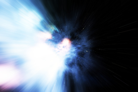 Cosmic wormhole, space travel concept, funnel-shaped tunnel that can connect one universe with another, 3d renderingの写真素材
