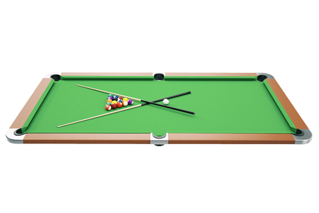 3D illustration American pool snooker balls background. American Billiard. Bar game, Billiard table...