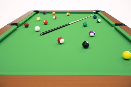 3D illustration American pool snooker balls background. American Billiard. Bar game, Billiard table game.の写真素材