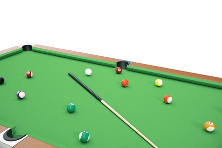 3D illustration Billiard balls in a green pool table, pool billiard game. Billiard conceptの写真素材
