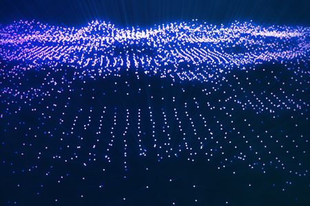 3D illustration abstract blue landscape bacgkround. Cyberspace grid. Concept internet connections in...