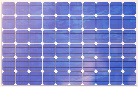 3D illustration solar panels on sky background. Alternative clean energy of the sun. Power, ecology, technology, electricity.の写真素材