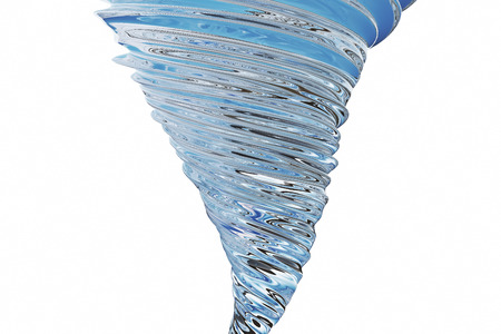 Abstract glass tornado isolated on white background, 3D renderingの写真素材