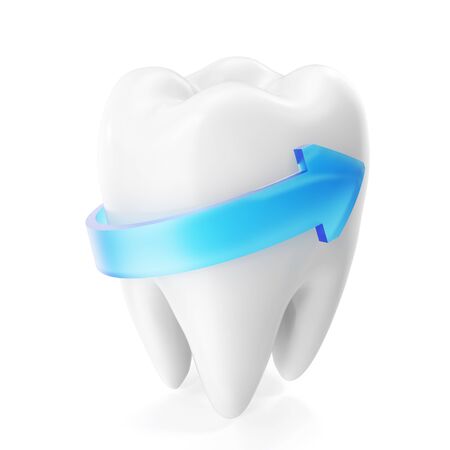 3D rendering sparkling white teeth isolated on white background. Dental care tooth Concept.の写真素材