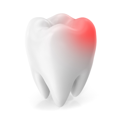 Toothache concept, caries concept isolated on white background. 3D renderingの写真素材
