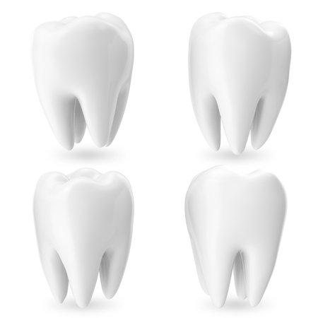 Set teeth, 3d concept dental care isolated on white with shadow, for your design project, 3D renderingの写真素材