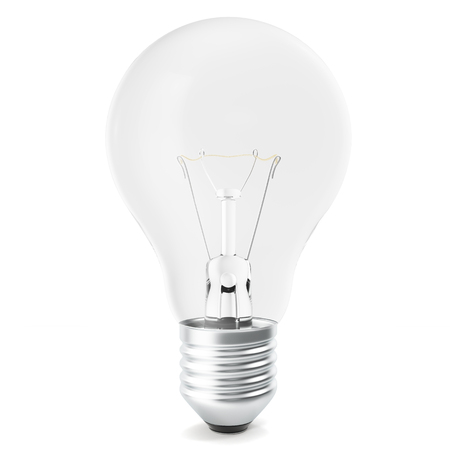 Light bulb isolated on white backgorund, 3d renderingの写真素材