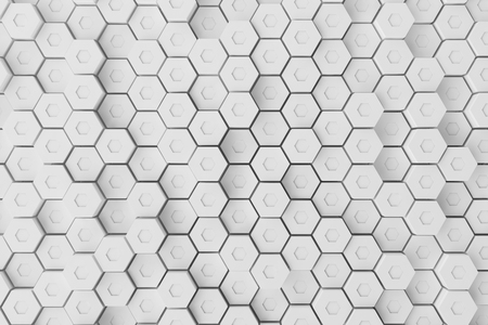 White geometric hexagonal abstract background, 3d renderingの写真素材