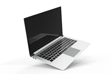 Modern computer, laptop blank mockup. Glossy laptop computer mock-up, 3D Renderingの写真素材