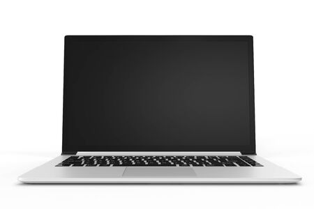 Modern computer, laptop blank mockup. Glossy laptop computer mock-up, 3D Renderingの写真素材