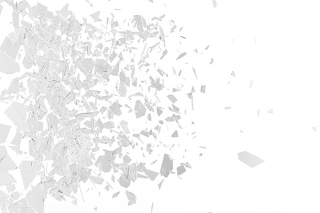 Broken window pane or front door glass background. Broken glass background isolated on white. 3d renderingの写真素材