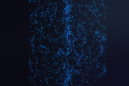 Technological connection futuristic shape, blue dot network, abstract background, blue background, Concept of Network, internet communication, 3D renderingの写真素材
