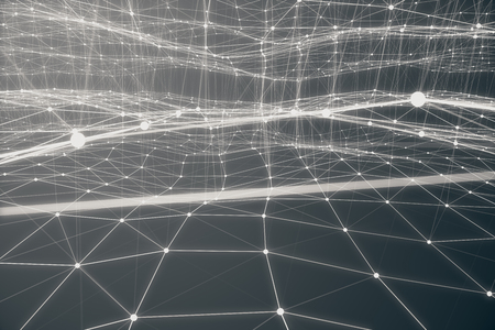 Technological Connection Futuristic Shape. Gray Dot Network. Abstract background, Gray Background. Concept of Network Internet Internet Security 3D renderingの写真素材