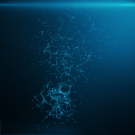 Technological connection futuristic shape, blue dot network, abstract background, blue background, Concept of Network, internet communication 3D renderingの写真素材