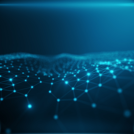 Technological connection in cloud computer, blue dot network, abstract background, Concept of Network Representing Internet Connections 3D renderingの写真素材