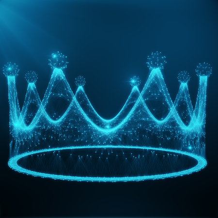 Low poly Illustration Crown Consists of Lines, Dots and Shapes. 3D Renderingの写真素材