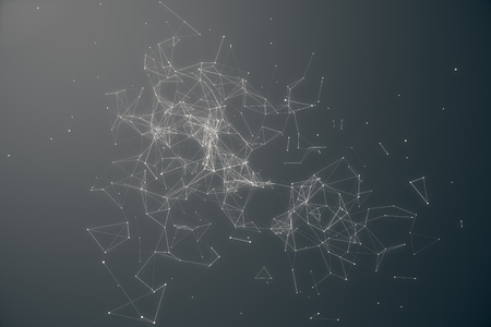 Technological Connection Futuristic Shape. Gray Dot Network. Abstract background, Gray Background. Concept of Network Internet Internet Security. 3D renderingの写真素材