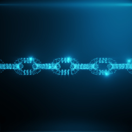 Abstract image of a Chain links low poly in the form consisting of points, lines, and shapes. 3D renderingの写真素材