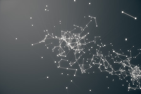 Technological Connection Futuristic Shape. Gray Dot Network. Abstract background, Gray Background. Concept of Network Internet Internet Security. 3D renderingの写真素材