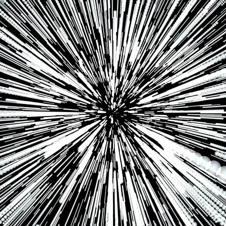Abstract Background With Star Warp or Hyperspace. Abstract Exploding Effect. Hyperspace Travel. The Concept of Space Travel by Changing Time and Space, 3D Renderingの写真素材