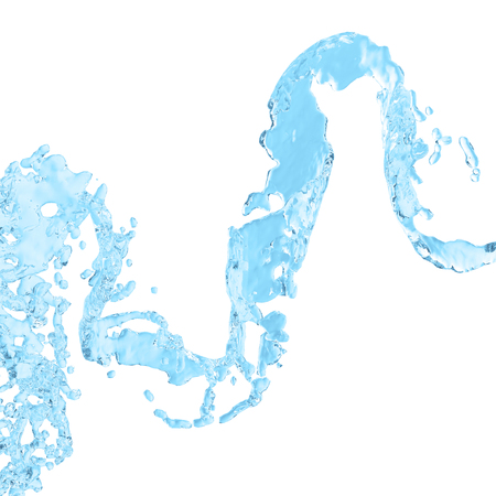 Water spiral jet, brown splash, liquid wave, splashing loops, curvy line, isolated on white background, 3d renderingの写真素材
