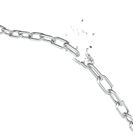 Broken steel, Broken metal chain links freedom concept. Disruption strong steel, 3D illustrationの写真素材