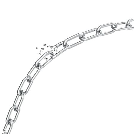Broken steel, Broken metal chain links freedom concept. Disruption strong steel, 3D illustrationの写真素材