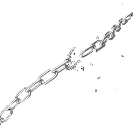 Broken steel, Broken metal chain links freedom concept. Disruption strong steel, 3D illustrationの写真素材