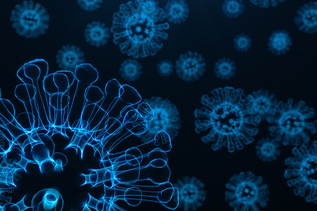 3d rendering viruses in infected organism, viral disease epidemic, virus abstract backgroundの写真素材