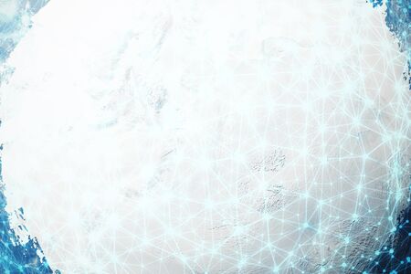 3D Rendering Global Network Background. Connection Lines with Dots Around Earth Globe. Global International Connectivity.の写真素材