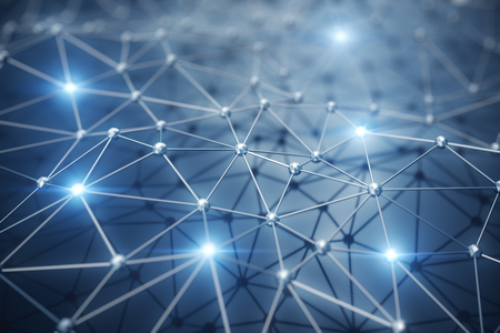 3D Illustration, Abstract background. Concept neural network and cloud computing. Geometry with connections lines and points that can represent cloud computing or internet connectionsの写真素材