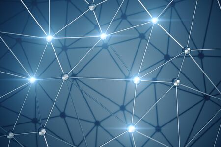 3D Illustration, Abstract background. Concept neural network and cloud computing. Geometry with...