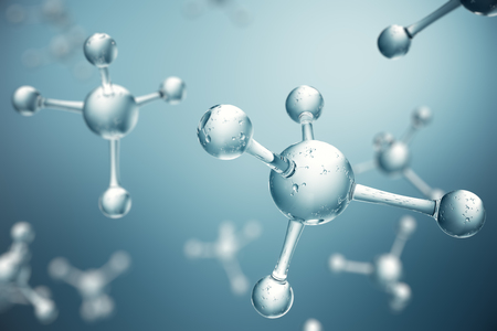 3D illustration molecules. Atoms bacgkround. Medical background for banner or flyer. Molecular structure at the atomic level.の写真素材