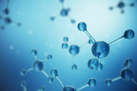3D illustration Atoms structure. Science or medical background with molecules and atoms. Medical background for banner or flyer. Structure at the atomic levelの写真素材
