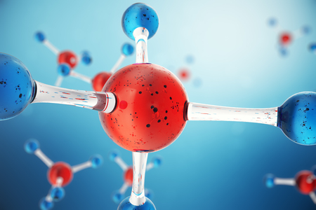 3D illustration molecules. Atoms bacgkround. Medical background for banner or flyer. Molecular structure at the atomic level.の写真素材