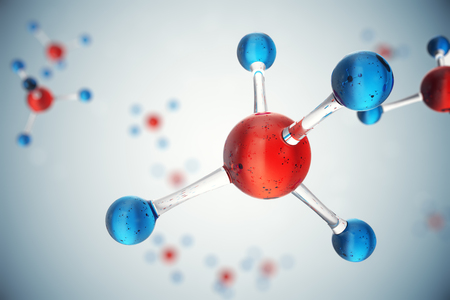 3D illustration molecules. Atoms bacgkround. Medical background for banner or flyer. Molecular structure at the atomic level.の写真素材