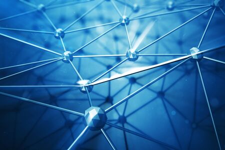3D illustration Abstract bacgkround connection dots and lines of technology. Connection structure. Science background. Futuristic polygonal backgroundの写真素材