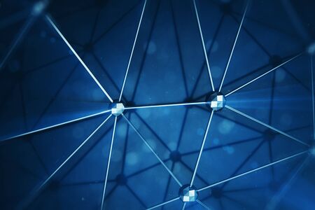 3D illustration Abstract bacgkround connection dots and lines of technology. Connection structure. Science background. Futuristic polygonal backgroundの写真素材