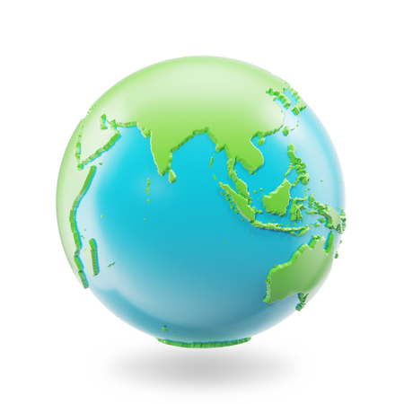 Earth globe isolated on white background. Globe planet Earth icon, 3D Renderingの写真素材