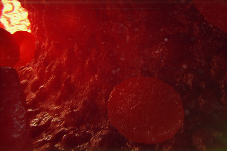 3D Illustration red blood cells in vein. Red blood cells flow in vessel. medical human health-care...