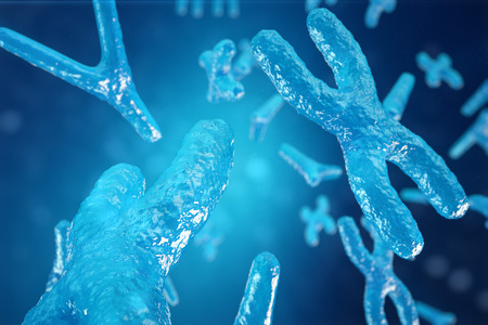 3D illustration XY-chromosomes as a concept for human biology medical symbol gene therapy or...