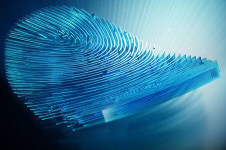 3D illustration Fingerprint scan provides security access with biometrics identification. Concept...