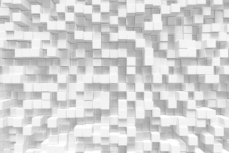 White geometric cube, cubical, boxes, squares form abstract background. Abstract white blocks. Template background for your design, 3d renderingの写真素材