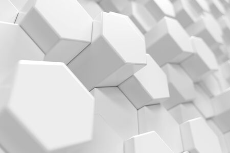 3D Rendering white geometric hexagonal abstract background.の写真素材