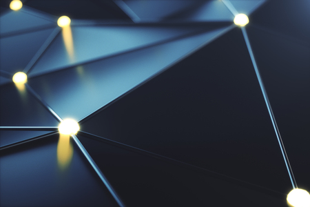 3D Rendering Abstract futuristic connection lines and glowing dots. Supercomputer technology, calculating cloud computing. Hi-tech digital technologyの写真素材