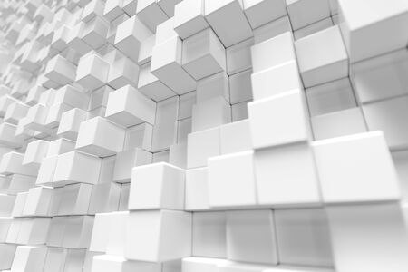 White geometric cube, cubical, boxes, squares form abstract background. Abstract white blocks....